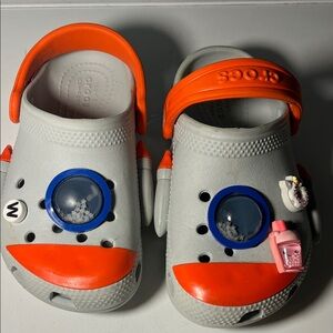 CROCS Kids' Orange and Gray Space-Themed Clogs